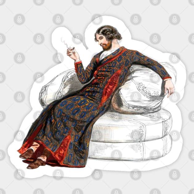 Eccentric noble boy dandy in bathrobe Sticker by Marccelus